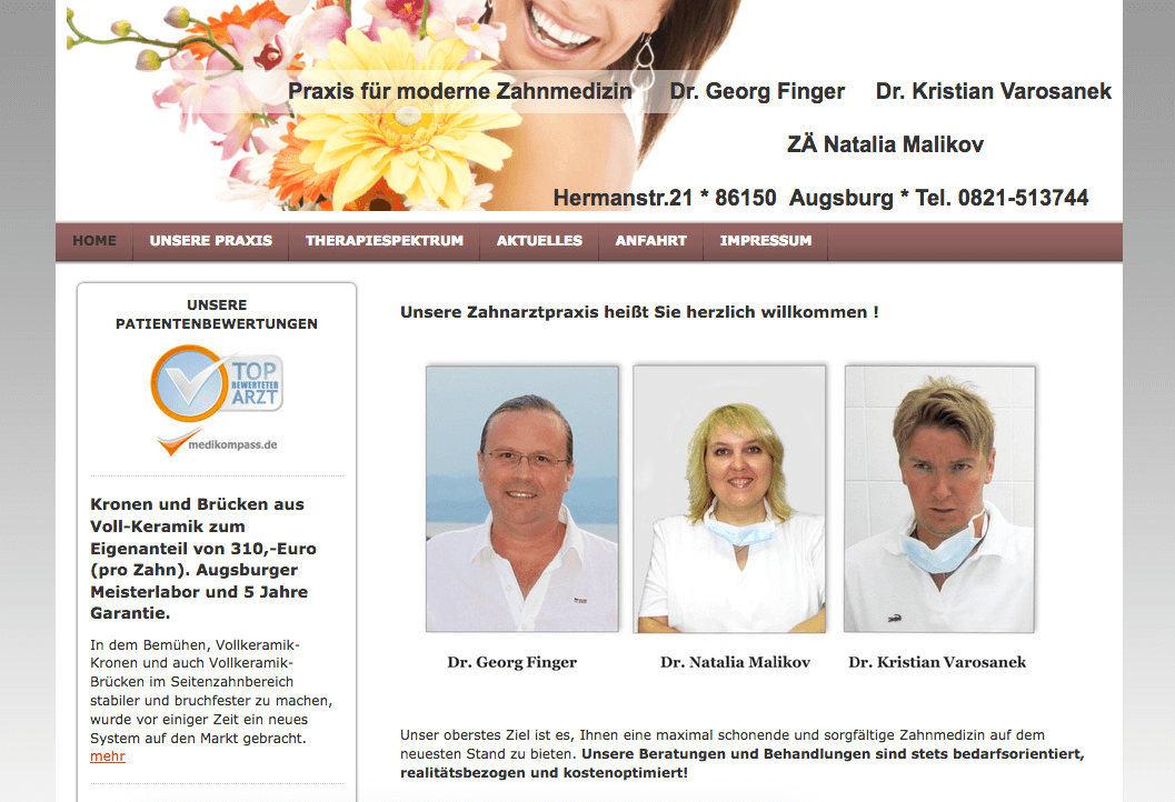 Praxis für moderne Zahnmedizin Dr. Georg Finger, Dr. Natalia Malikov und Dr. Kristian Varosanek